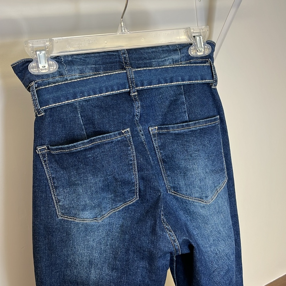 Amazon Women's High-Waist Paperbag Flare Jeans - Dark Blue - Picture 6 of 8
